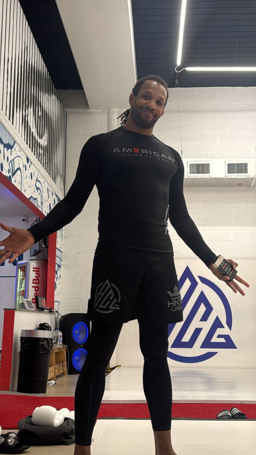Athlete in American Combat Gym rashguard at the gym